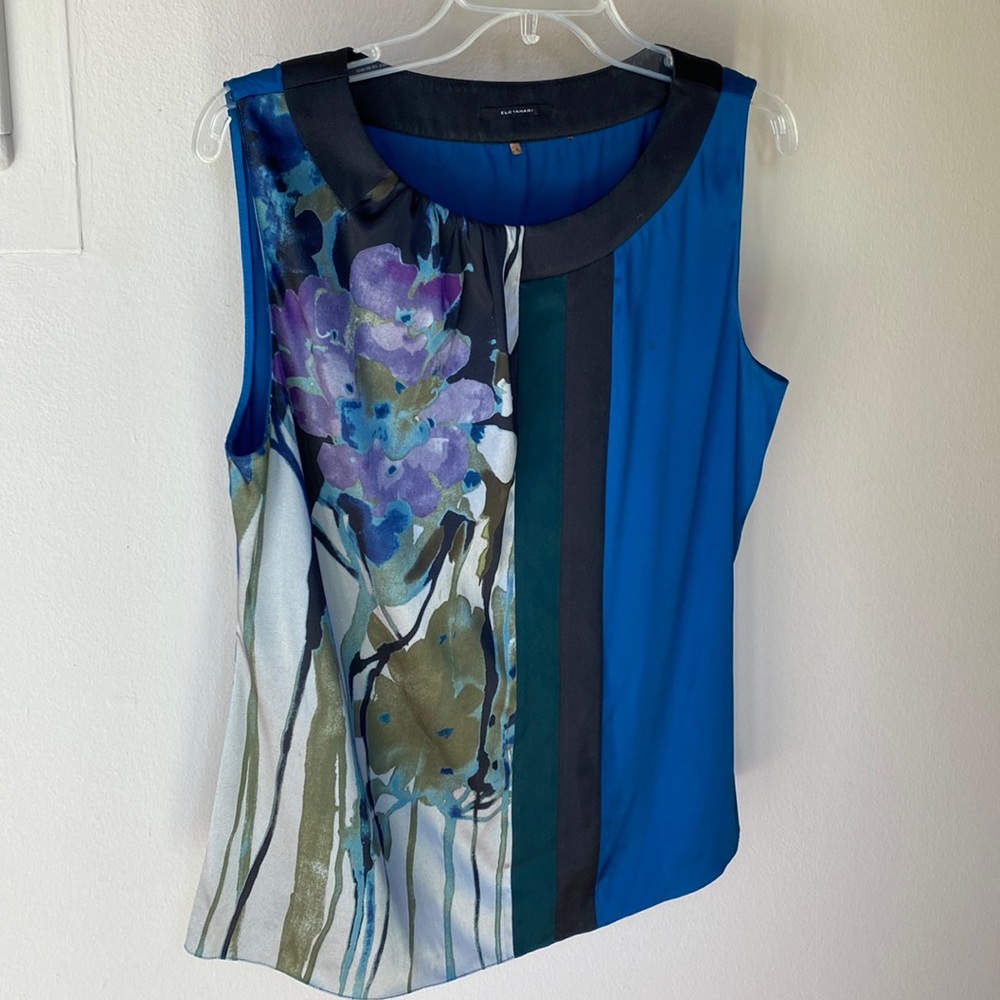 Elie Tahari Silk Colorblock Blouse